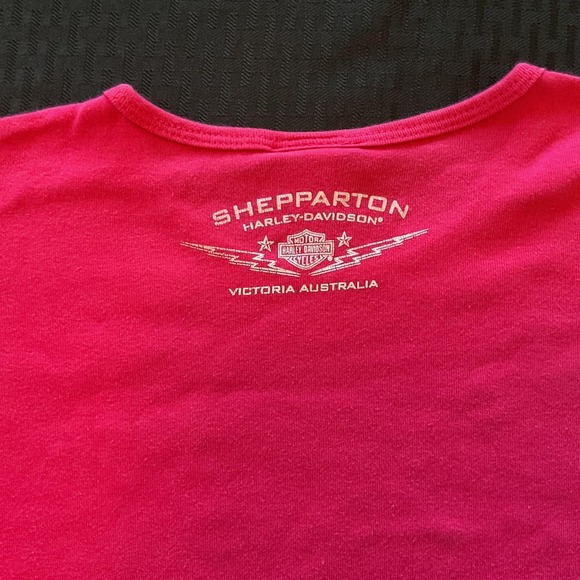 Harley-Davidson Shirt Womens Large Pink Graphic Shepparton Australia Motorcycle - Picture 4 of 7